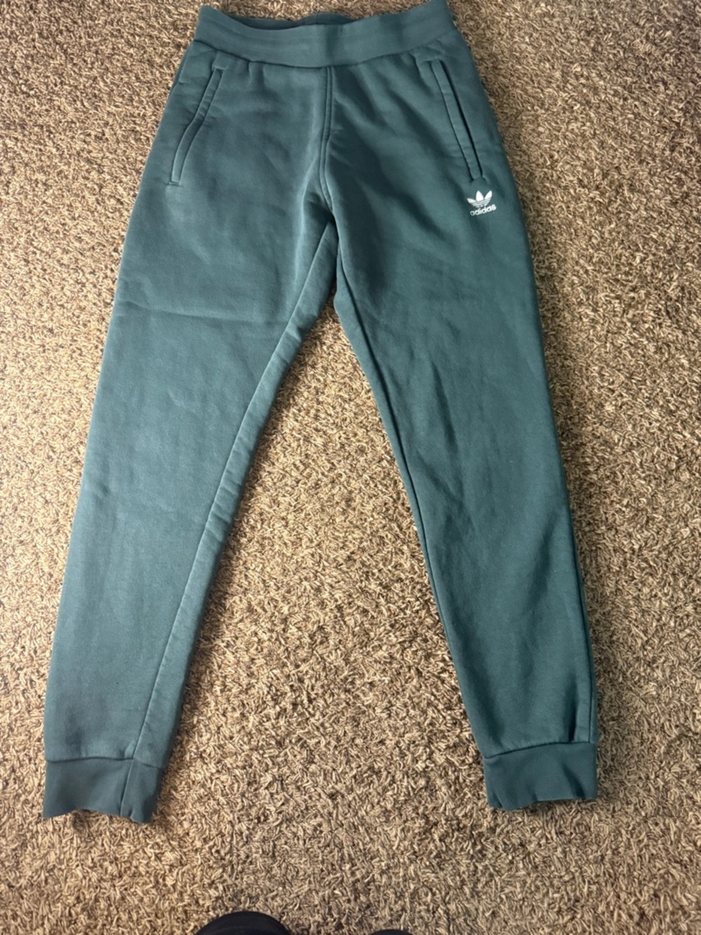 adidas Teal Joggers with White Trefoil Logo